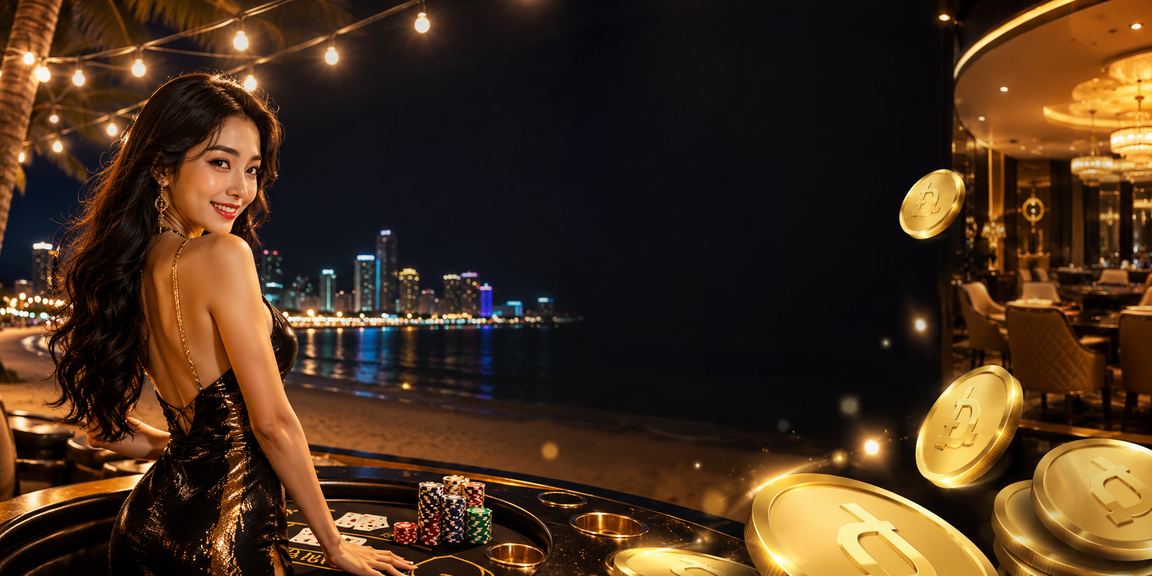 Cảnh casino cá cược Việt Nam với ánh đèn rực rỡ và bầu không khí sôi động
